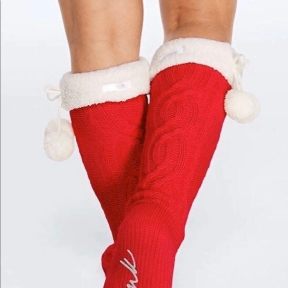 VS PINK Pom Pom Knee High Socks - Picture 2 of 5